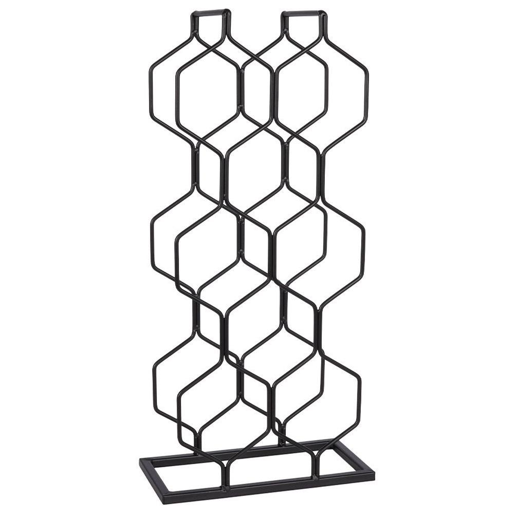 Black metal wine rack for 8 bottles, 23x48 cm