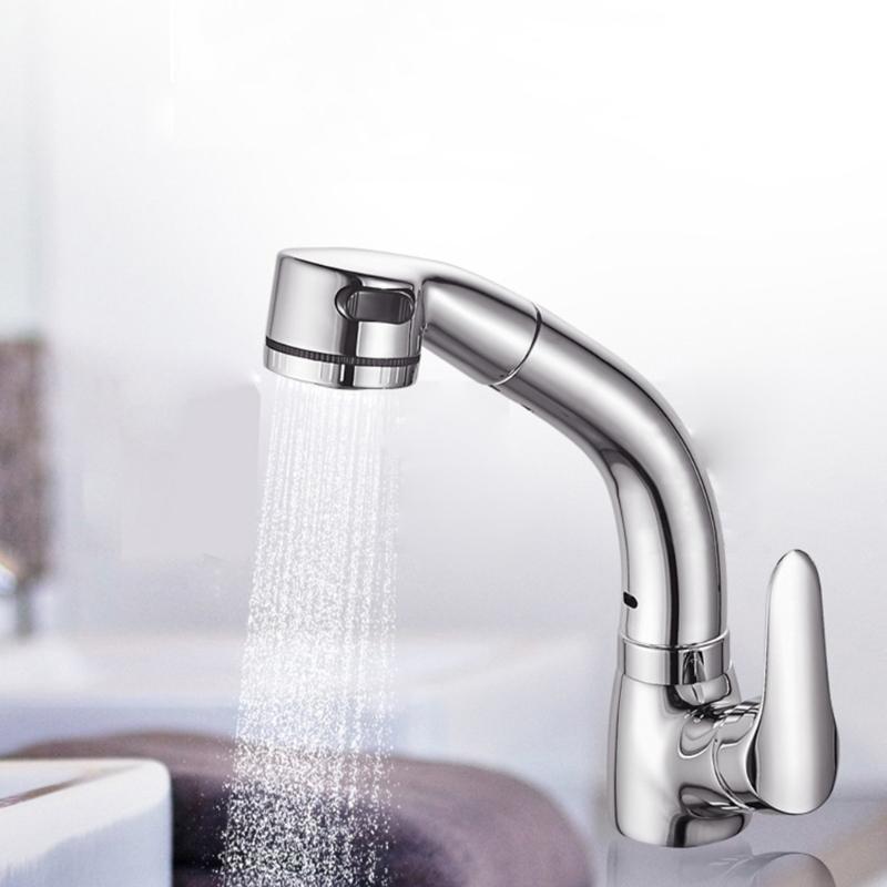 Bathroom Pull Out Faucet Lift Up And Down Basin Faucet Rotatable Mixer Tap Stretchable Lavatory Sink Mixer Faucet