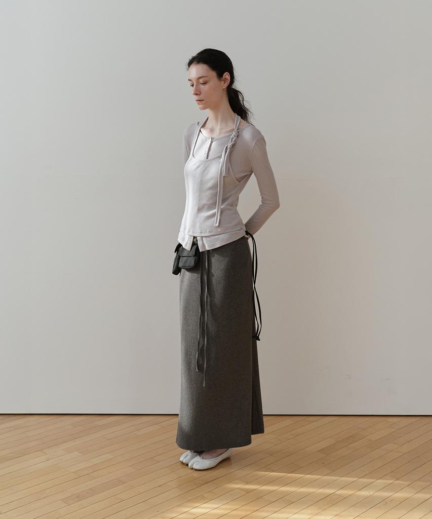 Loutaideu Layered Button T-Shirt [Grey]