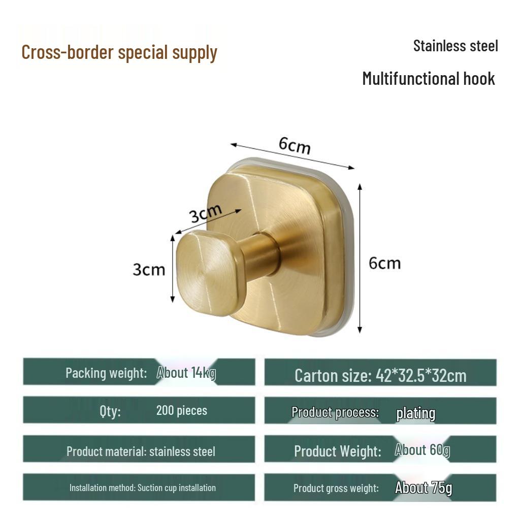 Stainless Steel No-Drill Suction Cup Hook - Strong Load-Bearing for Bathroom and Toilet