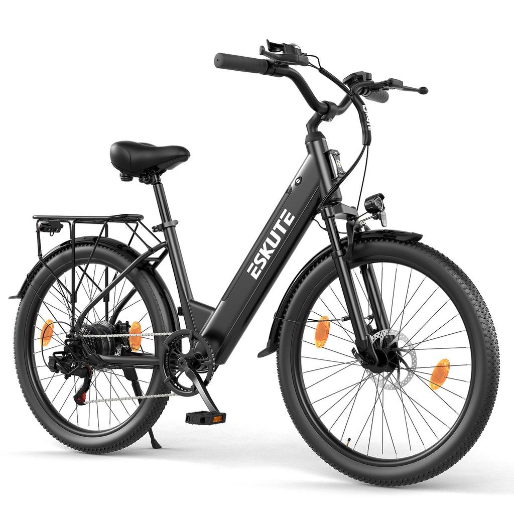 ESKUTE C100 PLUS City Commuting E-Bike For Unisex 36V13AH Battery 250W Motor 26 Inch Tires Electric Bicycle With TowSeat Comfortable and Practical