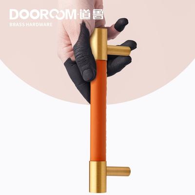 Dooroom Poignées de Meubles en Laiton Cuir Véritable Nordique Simples Tirettes Bouton pour Armoire Garde-robe Commode Boîte à Chaussures Tiroir Armoire Bar à Vin
