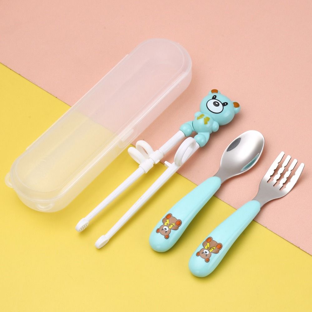 Training For Kids Children Tableware Set Learning Chopsticks Dinnerware Spoon Fork Chopsticks Set зелёный