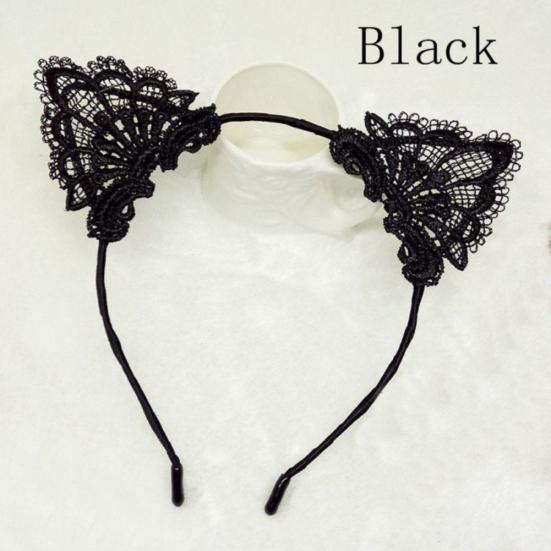 

Sexy Lace Cat Ears Women Headband Girls Cosplay Party Pub Club Hairband Decor чорний