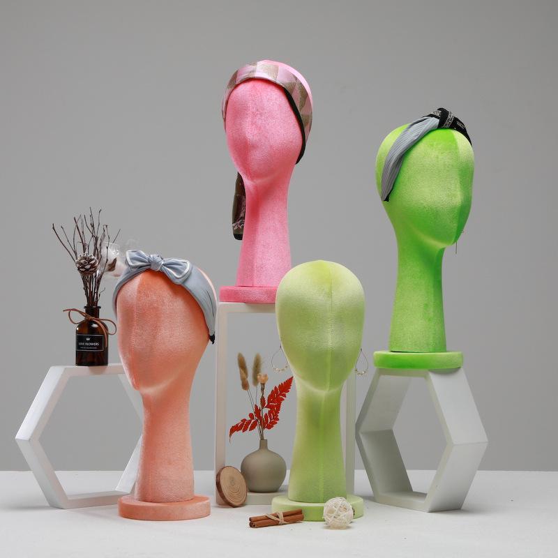 

Colorful Velvet Mannequin Head Stand for Jewelry, Glasses, Scarves, Wigs, and Hats