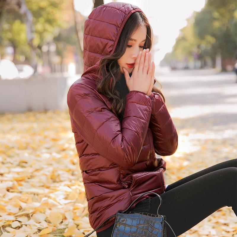 Winter new light down jacket women's short light fashion slim fit large size compressed white duck down clothes