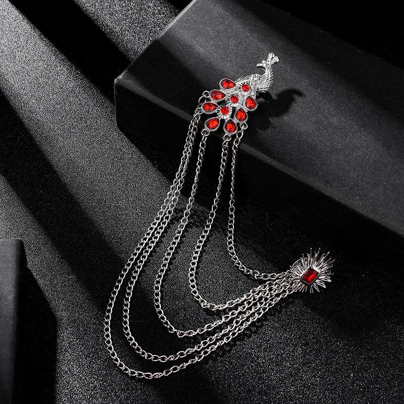 Alloy Peacock  Tassel Ceremony Banquet Corsage  Jewelry Clothing Accessory Vintage Brooch Men Women Brooch