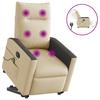 Electric Massage Recliner with Rising Function Cream Fabric