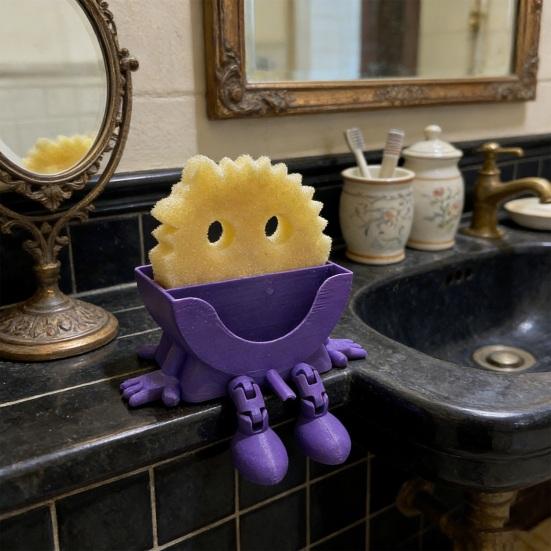 Funny Sponge Holder with Drainage Creative Sink Organizer for Kitchen 3D Printed Smile Sponge Rack Kitchen Sink Accessory