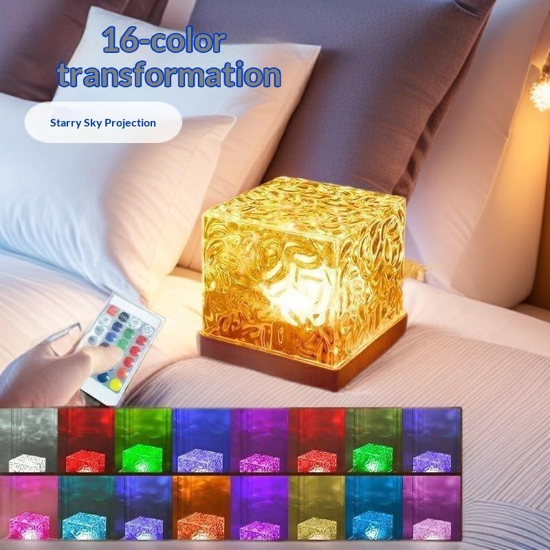 Plug In Dynamic Water Wave Cube Ambient Light With Remote Control 16 Color Modes For Bedroom Living Room Home Decor