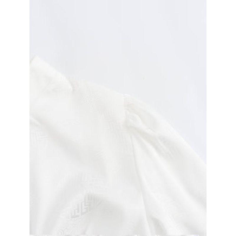 Kaslead New Arrival Women's Fashion Style Buckle Stand-up Collar Slim Fit Puff Sleeves Shoelace Women's Dress