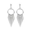 Geometric Metal Tassel Long Earrings With Diamonds