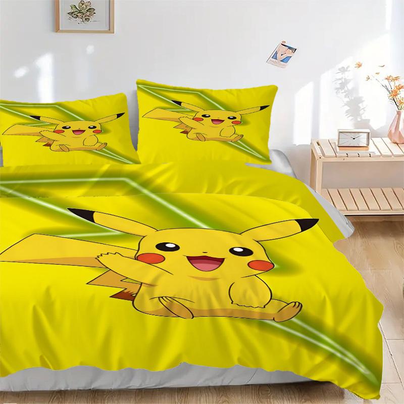 

3pcs Pikachu, Electric-type Duvet Cover Set, 1 Duvet Cover + 2 Pillowcases (No Insert), High-Definition Print, Home & Dorm Set yy251208071 135x200cm