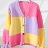 Cardigan Lavorato a Maglia a Righe Donna Autunno Inverno Scollo a V Monopetto Manica Lunga Top Moda Casual Chic Maglioni Femminili