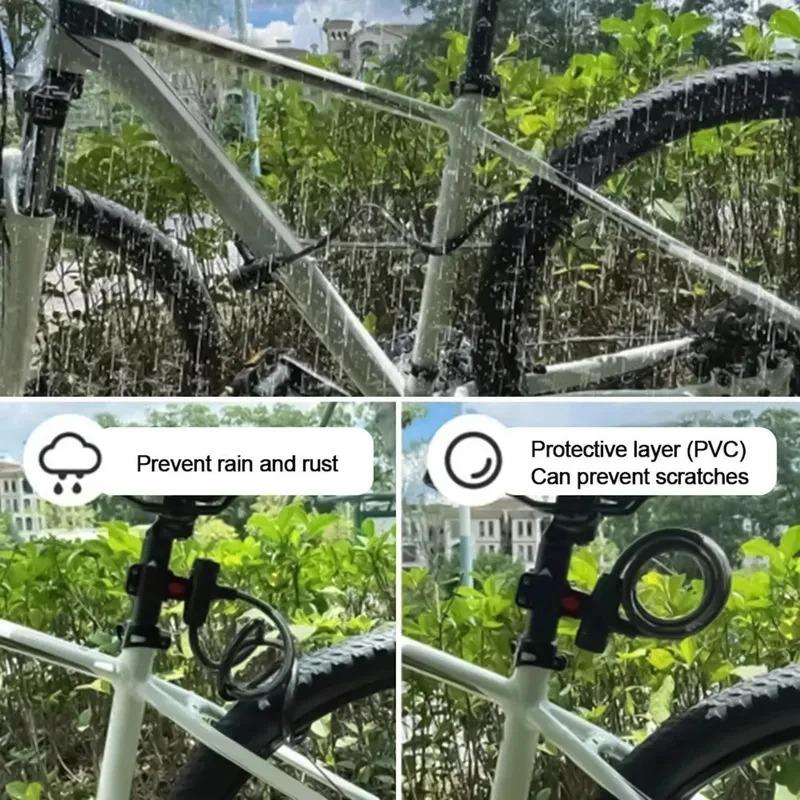 Lucchetto per Bicicletta con Cavo, Chiavi e Staffa di Montaggio, Lucchetto Portatile in Acciaio Cavo Antifurto per Ciclismo