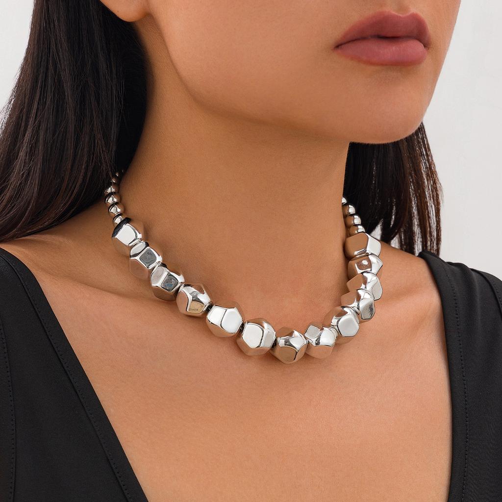 Salircon Minimalism Geometric CCB Beads Chain Choker Necklace Bracelets for Women Men 2026 Trend Punk Party Jewelry Set