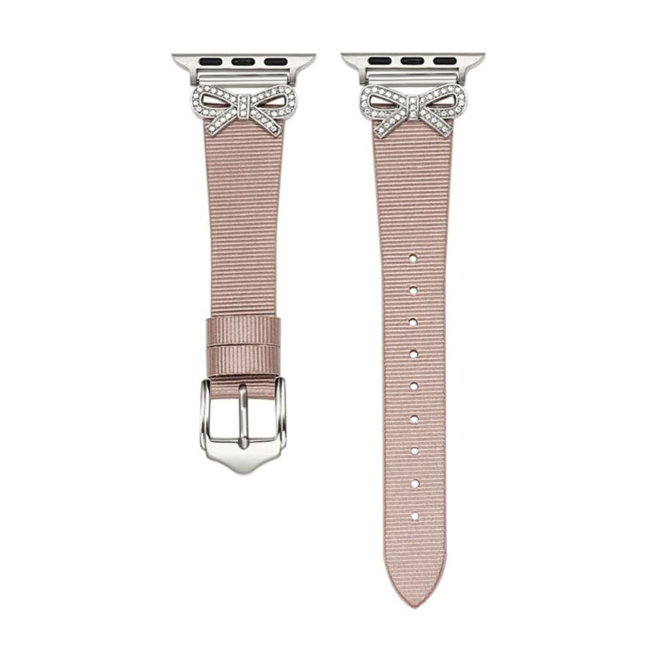 

Strap For Apple Watch Band S11/10/9/8/7/SE/Ultra IWatch 49/46/45/44/42/41/40/38mm Luxury Diamond Bowknot Ribbon Leather Bracelet 38 40 41(S11 10)42MM