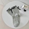Summer Thin Mesh Breathable Mid-calf Socks, Girls' Ballet Socks, Women's Style, and Bow Tie Pile Socks At The Heel