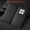 Grass Mat Genuine Leather Flip Case For Xiaomi Poco M8 M8s Pro Phone Cover Card Cases Scratch Proof