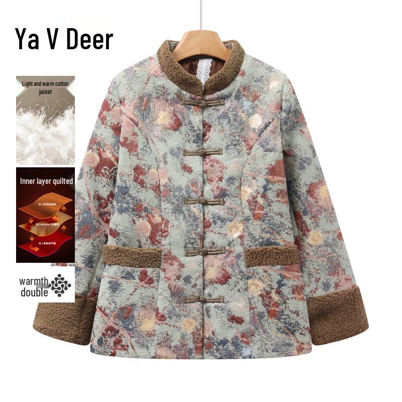 

Yalu New Chinese Style Retro Thin Padded Jacket for Middle-Aged Women 4XL