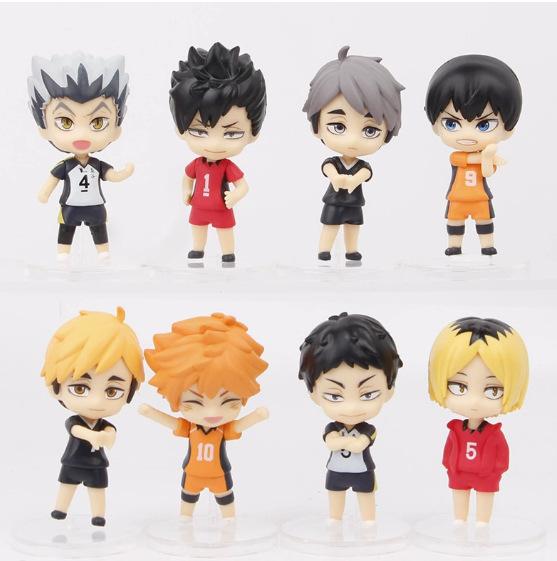 8Pcs/Set Anime Haikyuu Figure Toys Kenma Kozume Shoyo Hinata Kotaru Bokuto Yu Nishinoya Action Figure Model Toy Fans Gift