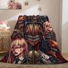 Kettensägenmann Glatter Druck Flanelldecke, Cartoon-Figuren-Design für Bett, Bequeme Sofadecke, Reise Picknick_LIAN