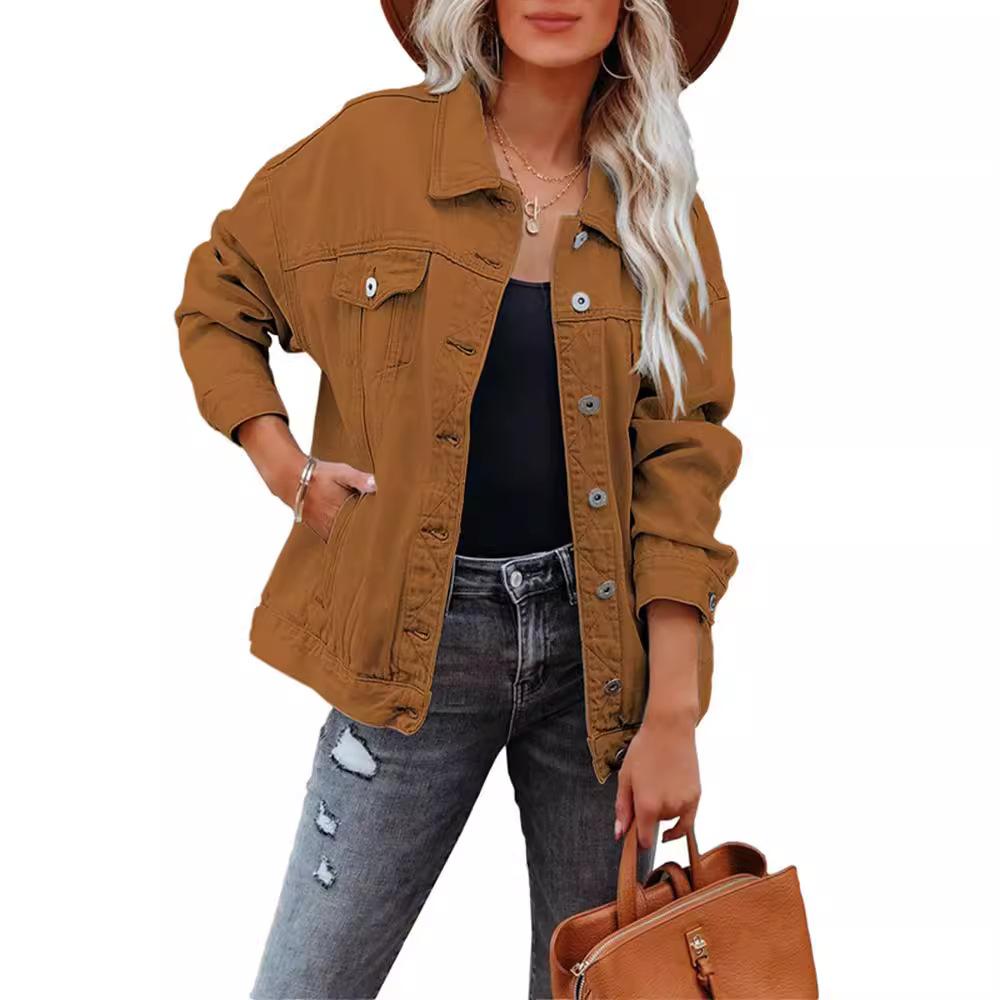 Women's Oversized Denim Jacket Casual Loose Coat with Multiple Colors