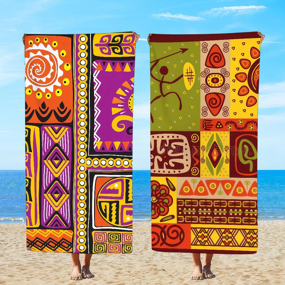 African Style G-Geometric Print Towel Beach Oversized Soft Ultra Absorbent Quick Drying Large Pool Travel Camping Bathroom