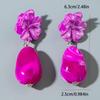 Unique Purple Camellia Stone Pendant Earrings for Women's Jewelry Vacation Matching Earrings