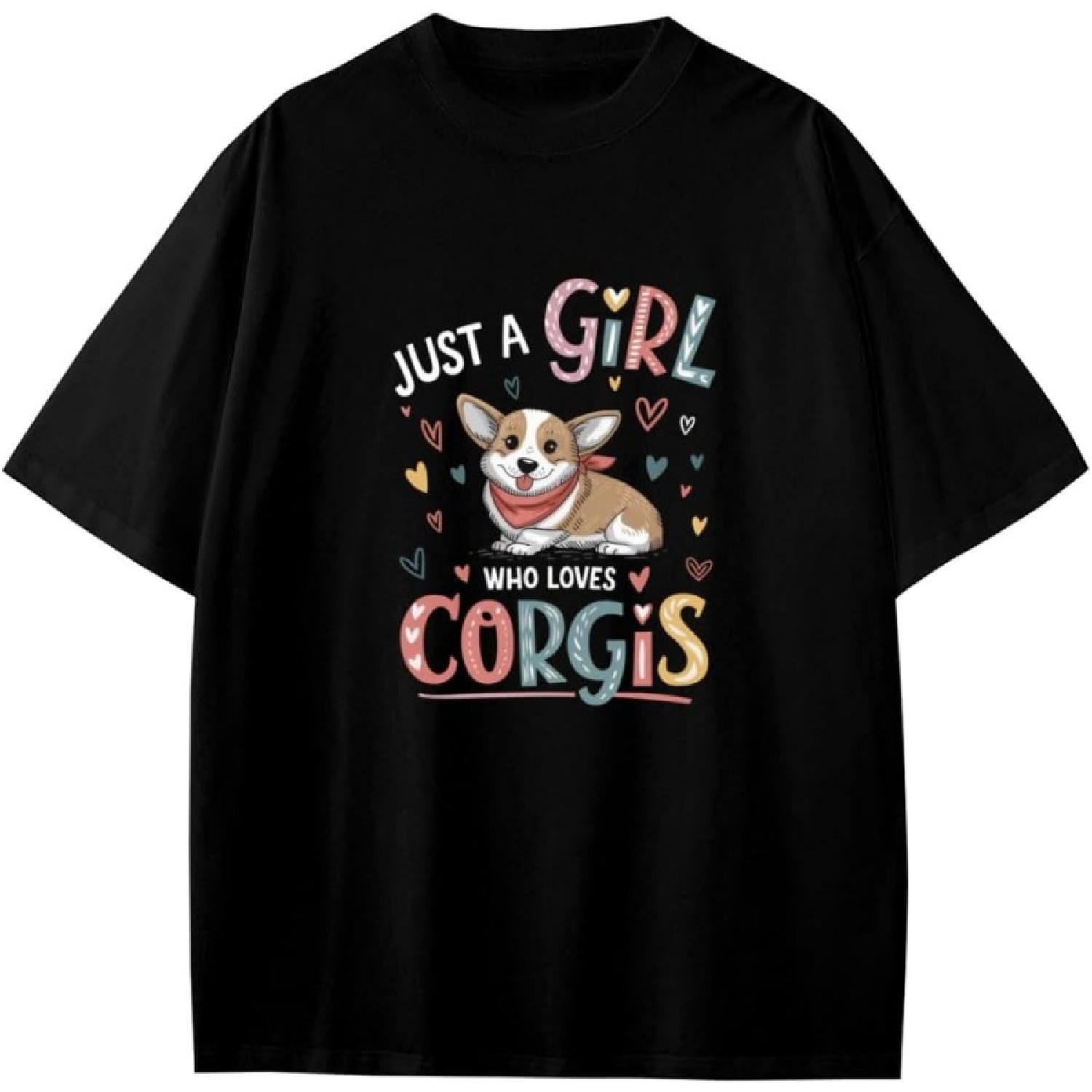 

Retro Just A Girl Who Loves Corgi Boys Girls Teens T-Shirt Anime Gift XXXXXL