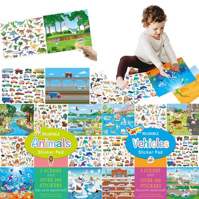 Over 200Pcs Children Scenes Stickers Reusable Diy Puzzle Montessori Material Busy Book Education Learning Toys For Kids Gifts