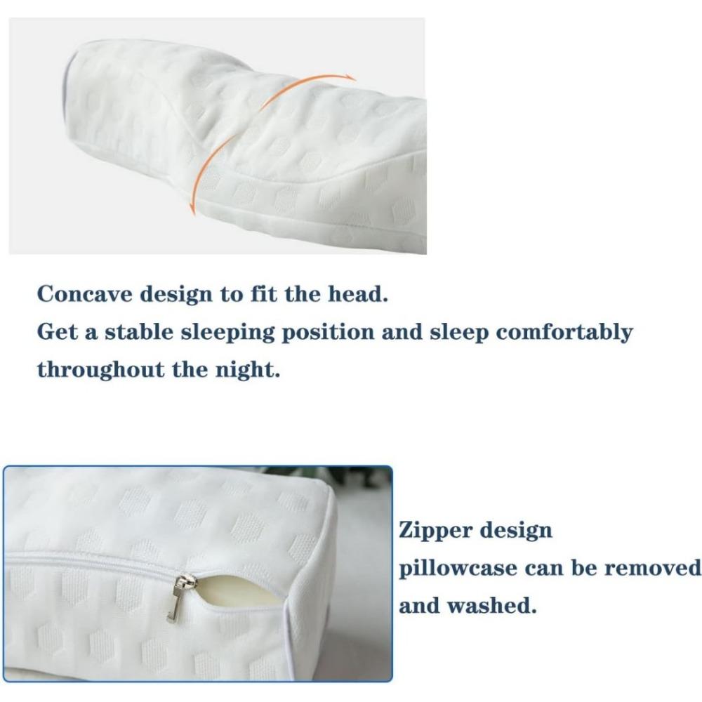 Pernă Cervicală pentru Gât pentru Dormit cu Alinare a Durerii, Pernă Rulou pentru Gât Spumă cu Memorie, Pernă Cilindrică de Călătorie pentru Pat pentru Persoane care Dorm pe Lateral, Persoane care Dorm pe Spate. (albastru)