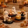 Cozy Home Atmosphere Accessories Halloween Campfire Tealight Holder, Mummy Ghost Scarecrow Resin Cute Figurine Decor Candle Stand for Desk,