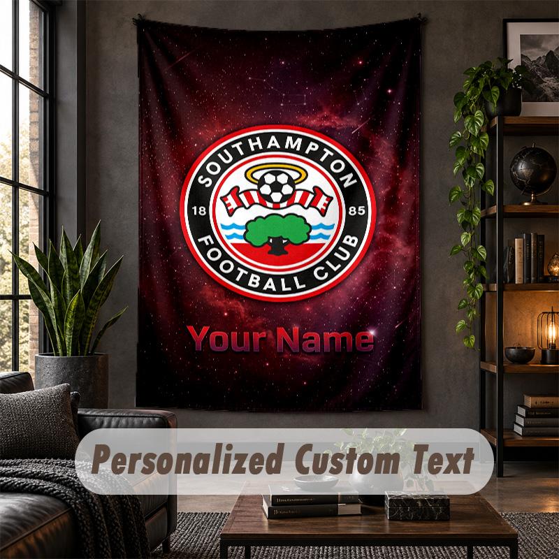 Personalisierte Wandteppich, Southampton FC Benutzerdefinierter Text, Weiches Stoff Wandkunst Für Innen Dekoration