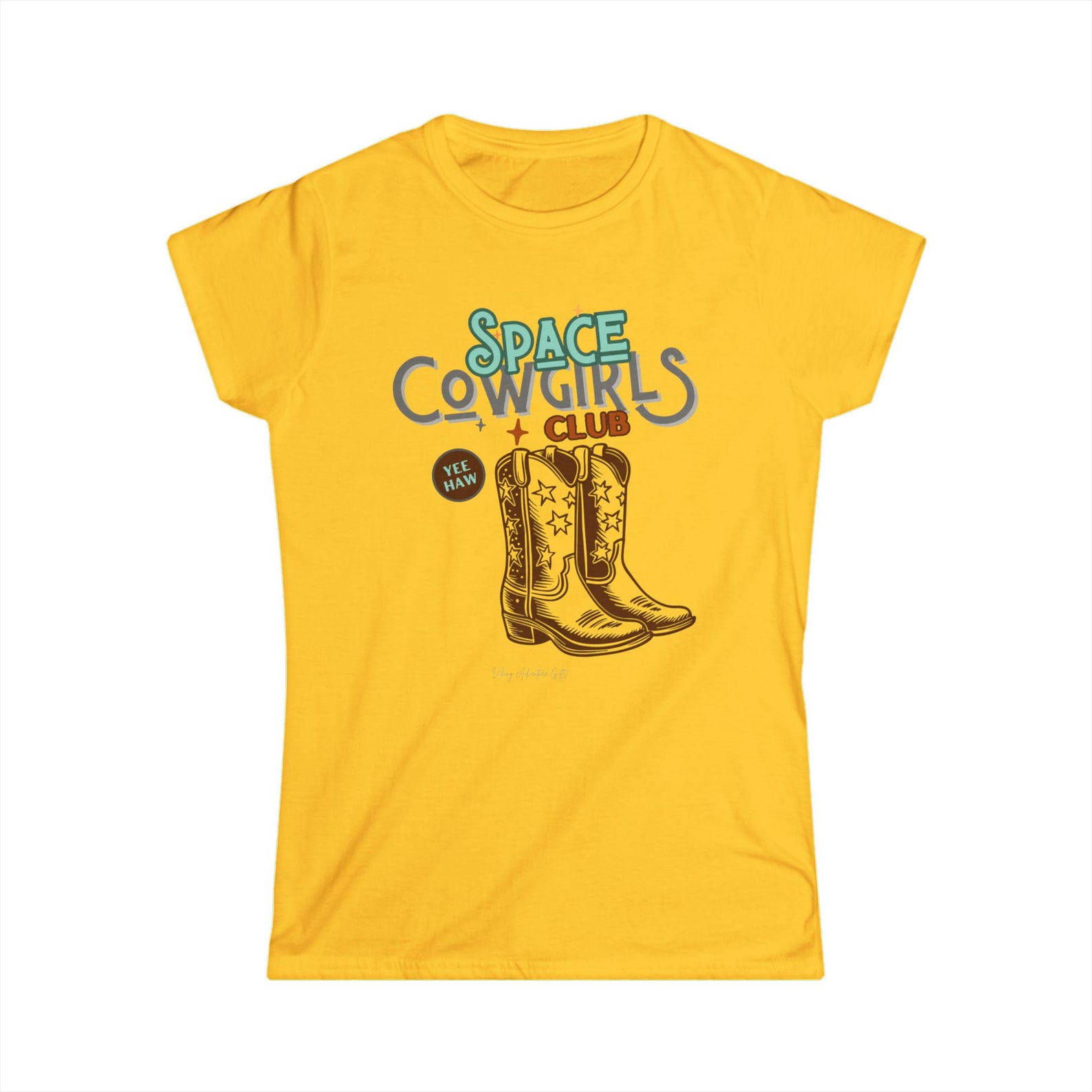 Space Cowgirls Softstyle Tee, Fun Graphic Tee, Gift for Women, Western Theme Shirt, Boho Fashion Top, Casual Country Wear 4XL