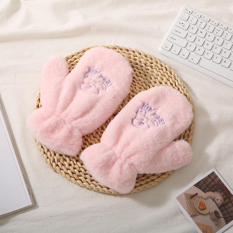Winter warm plush gloves student writing cartoon panda cycling warm cold gloves velvet men and women