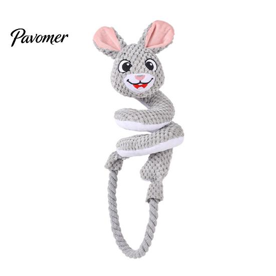 Wear Resistant Plush Dog Toys Tug Rope Toy, Cute Fox Rabbit Squeaky Chew Toy with Crinkle Paper, Funny Cartoon Pull Interactive for Medium Large Dogs,