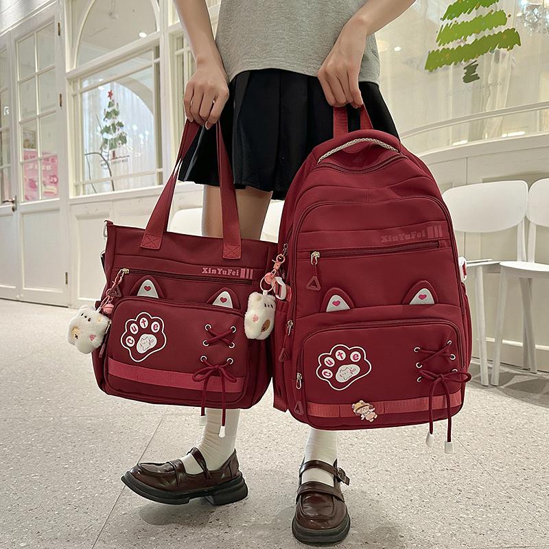 New backpack fashion kitten large capacity shoulder backpack junior high school students backpack high value school bag