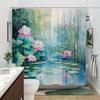 Farbige Bemalte Lotus Teich Duschvorhang Waschbar Schmutzabweisend Duschkopf Wasserdicht Polyester Badvorhang Für Heimdekoration