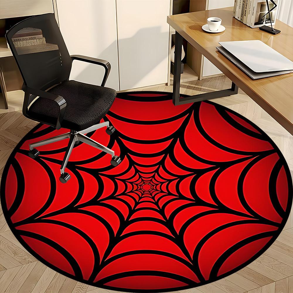 1PC Spider Web Office Round Area Rug, Mat Suitable For Office, Under Office Chairs Bedroom Living Room Home Decor, Room Deco