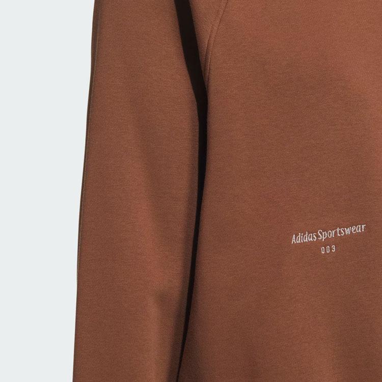 Adidas Solid Color Fleece Sports Casual Crew Neck Long Sleeve Sweatshirt Women Sweatshirt Brown IX6792