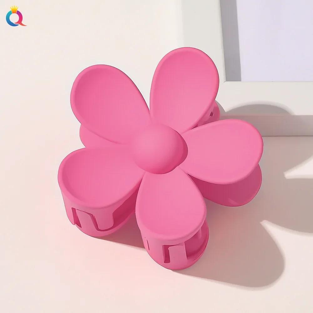 Korean Version of New Flower Hair Grab Back Spoon Matte Ponytail Shark Clip Fashionable Hair Clip New Headwear