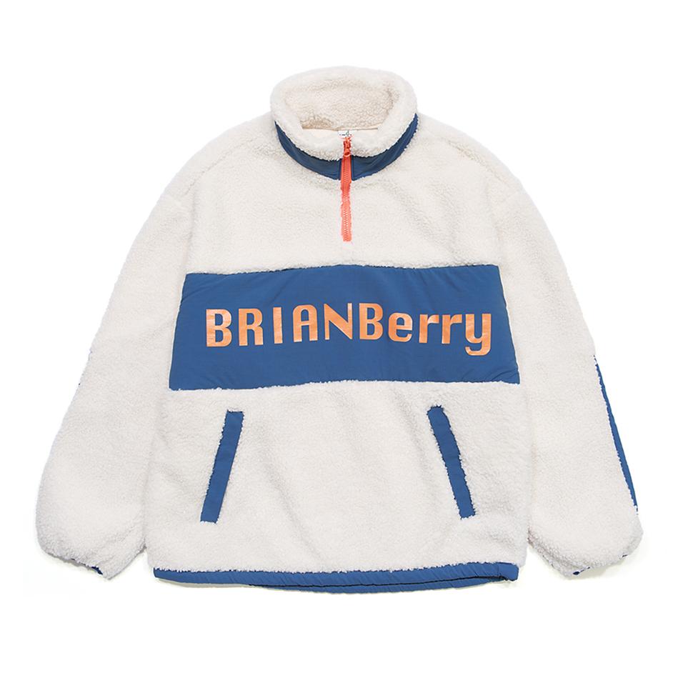 Brian Berry Zerah Fleece Zip-Up_O/White