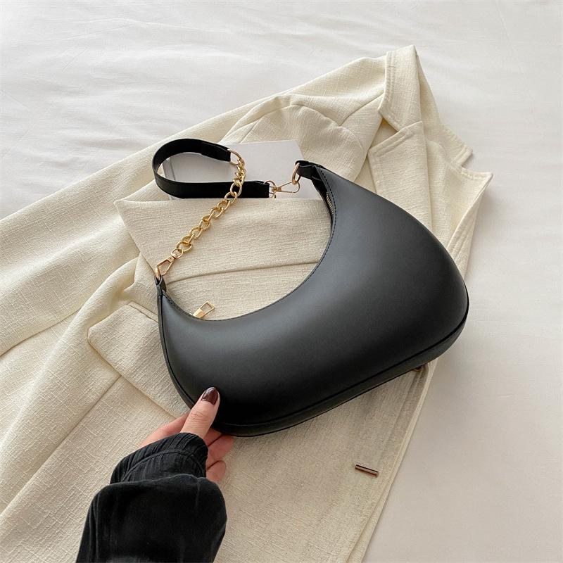 

2024 летняя повседневная модная простая сумка через плечо на одно плечо, сумка-багет, женская сумка-мессенджер, сумка-полумесяц чёрный