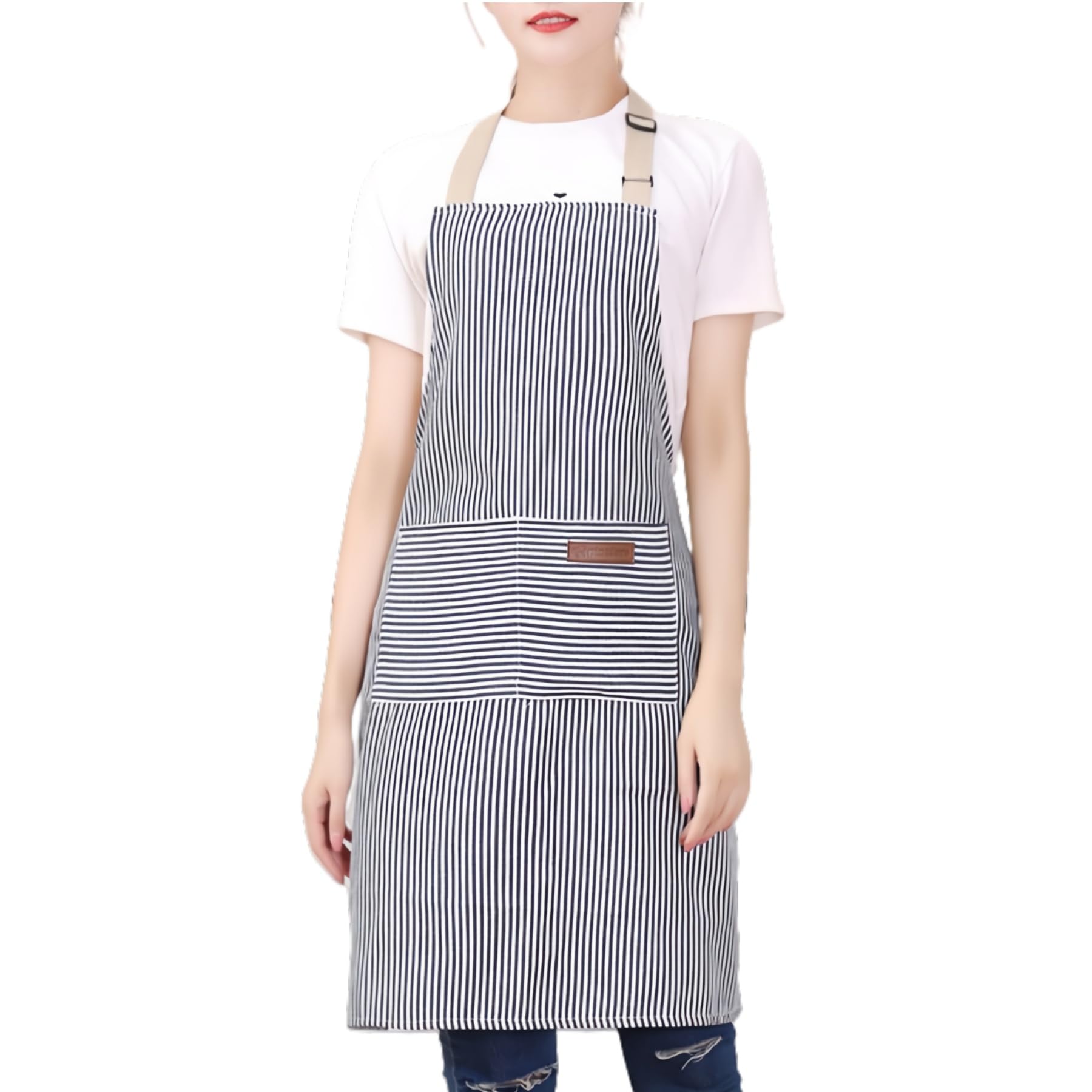 Apron for Women and Adjustable Neck Large for Commercial Unisex [Thougthings] Men, Strap, Striped, Simple, Stylish, Size, Stain-Resistant,