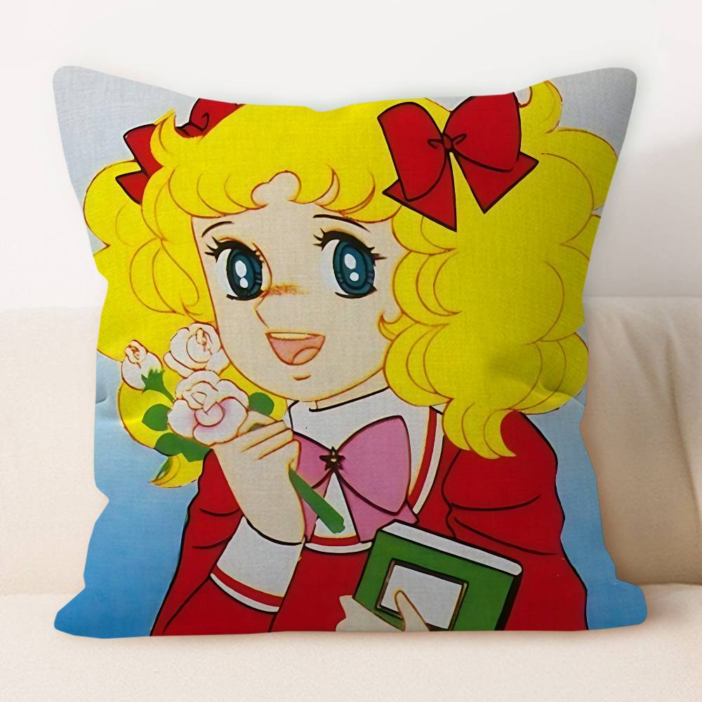 Manga Candy Cartoon Pillow Covers Cartoon Sofa Decorative Home Double-sided Printing Short Plush Cute Cushion Cover