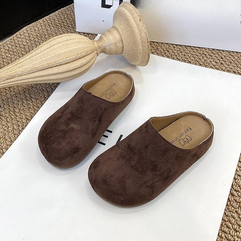 

New Style Shoes - Girl s Headband Half Flip-flop, Room Soft Sole, One-footed Lazy Slip-on Shoe 36-37 коричневий