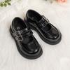 Klassische Kinderlederschuhe Frühling und Herbst Schleife Metallschnalle Mary Jane Partyschuhe Weiche Sohle Schwarze Prinzessinnenschuhe