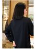 YUN Ink Black Women's Loose Casual Long-Sleeve Shirt Jacket - 2025 Autumn Collection