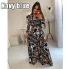 Móda Dámské Ležérní Šaty s Dlouhým Rukávem Maxi Šaty Vysoký Pas Květinové Šaty Společenské Šaty